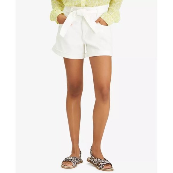 SANCTUARY Chelsea Tie Waist Twill Shorts in White - Size 29 - Picture 1 of 6